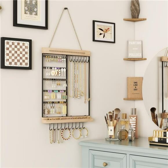 Wall Mounted Jewelry Organizer Earring Necklace Bracelet Ring Holder Rack - Picture 2 of 7